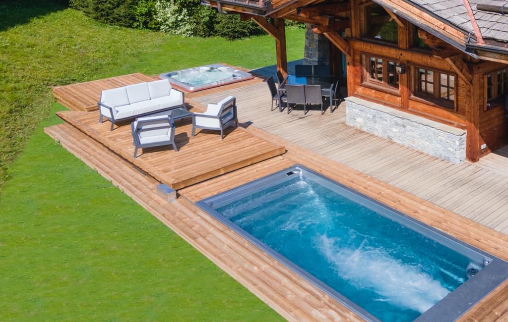 piscina de spa con terraza móvil idol spas cubierta rodante